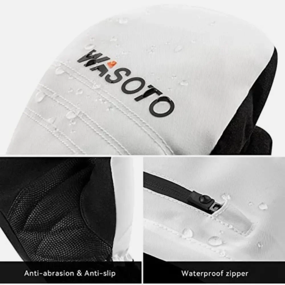 Wasoto Unisex Heated Mittens White & Black Touchscreen Thumb Size S